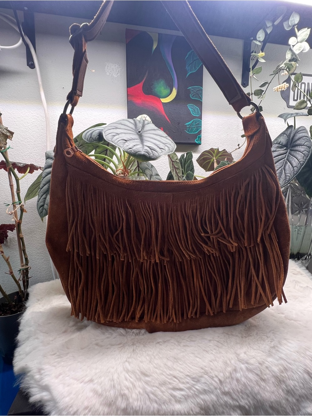 Minnetonka Brown Suede Fringe Shoulder Bag